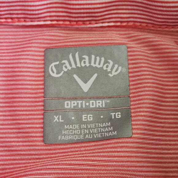 Callaway Polo Shirt Mens XL Coral Marled Stripes Buttons Performance SS Opti Dri - Picture 3 of 11